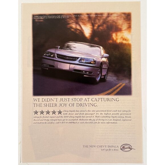 Vintage 2000 Chevy Impala Car On Highway Automobile Advertisement Print Ad - Picture 1 of 2